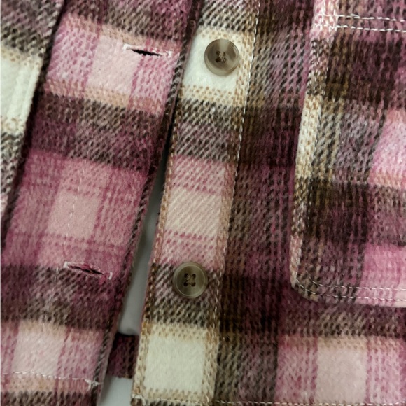EUC pink plaid toddler old navy 2T shacket - Picture 2 of 5